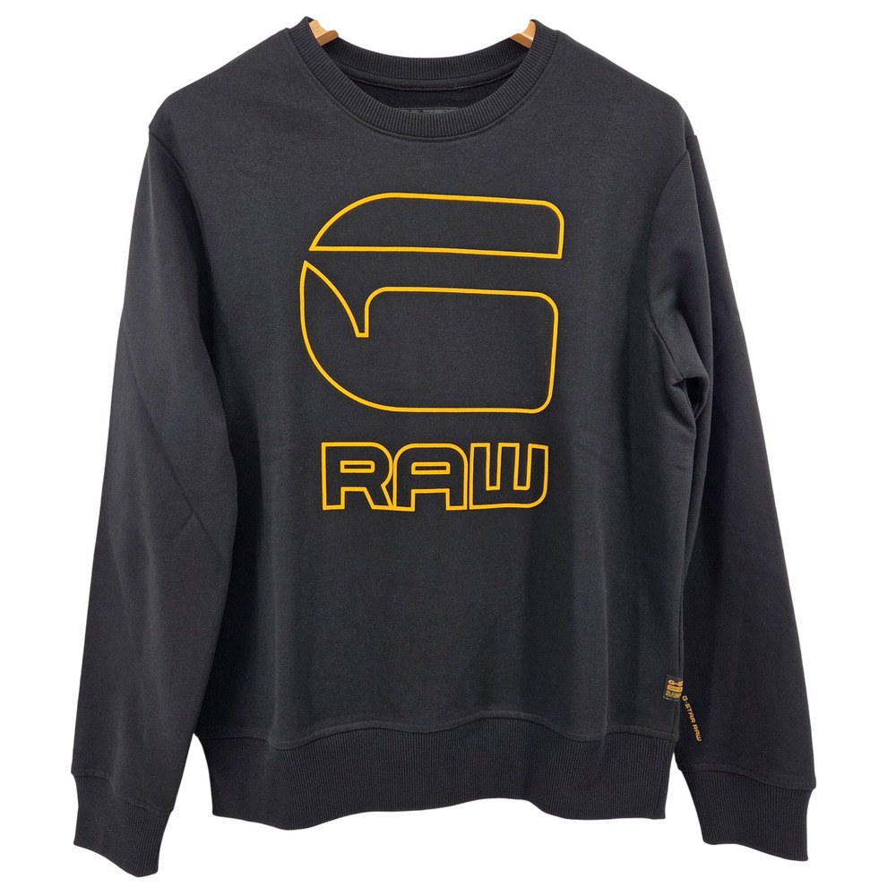 G Star Raw Mens Graphic Crewneck Sweatshirt Black Yellow Medium